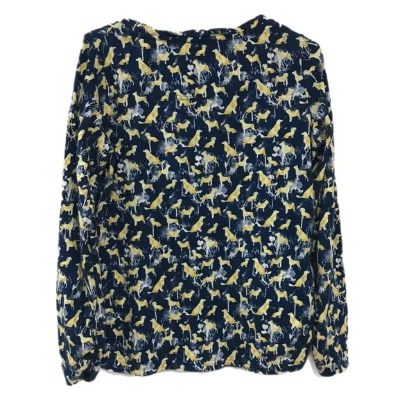 Sundance Dark Teal/Yellow Dog Print Knit Top Long Sleeve - Picture 4 of 6